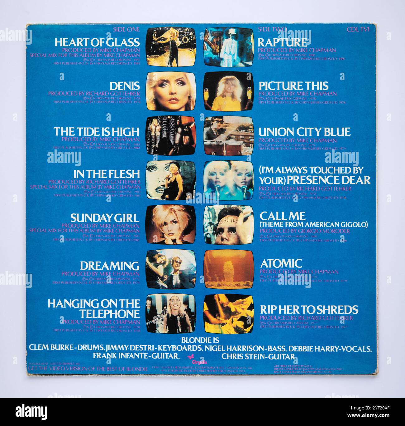 Die Rückseite des Albums Best of Blondie Greatest Hits, das 1981 veröffentlicht wurde Stockfoto