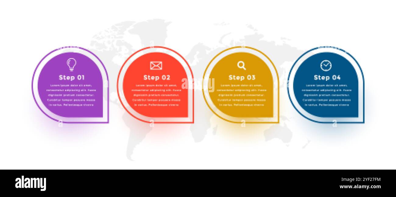 Vier Schritte modernes Infografievorlagen-Design Stock Vektor