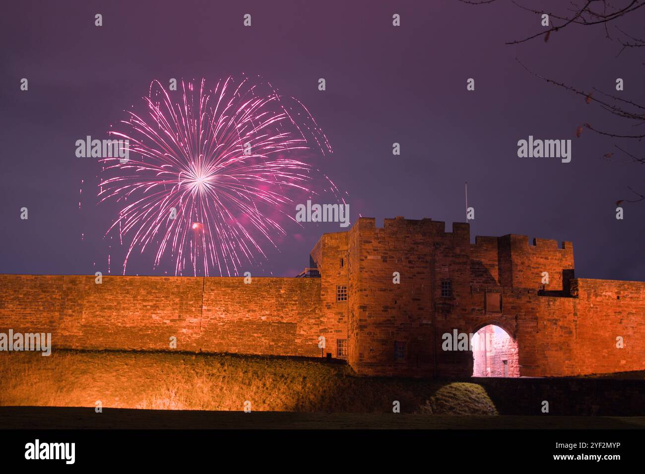 Feuerwerk Über Carlisle Castle Stockfoto