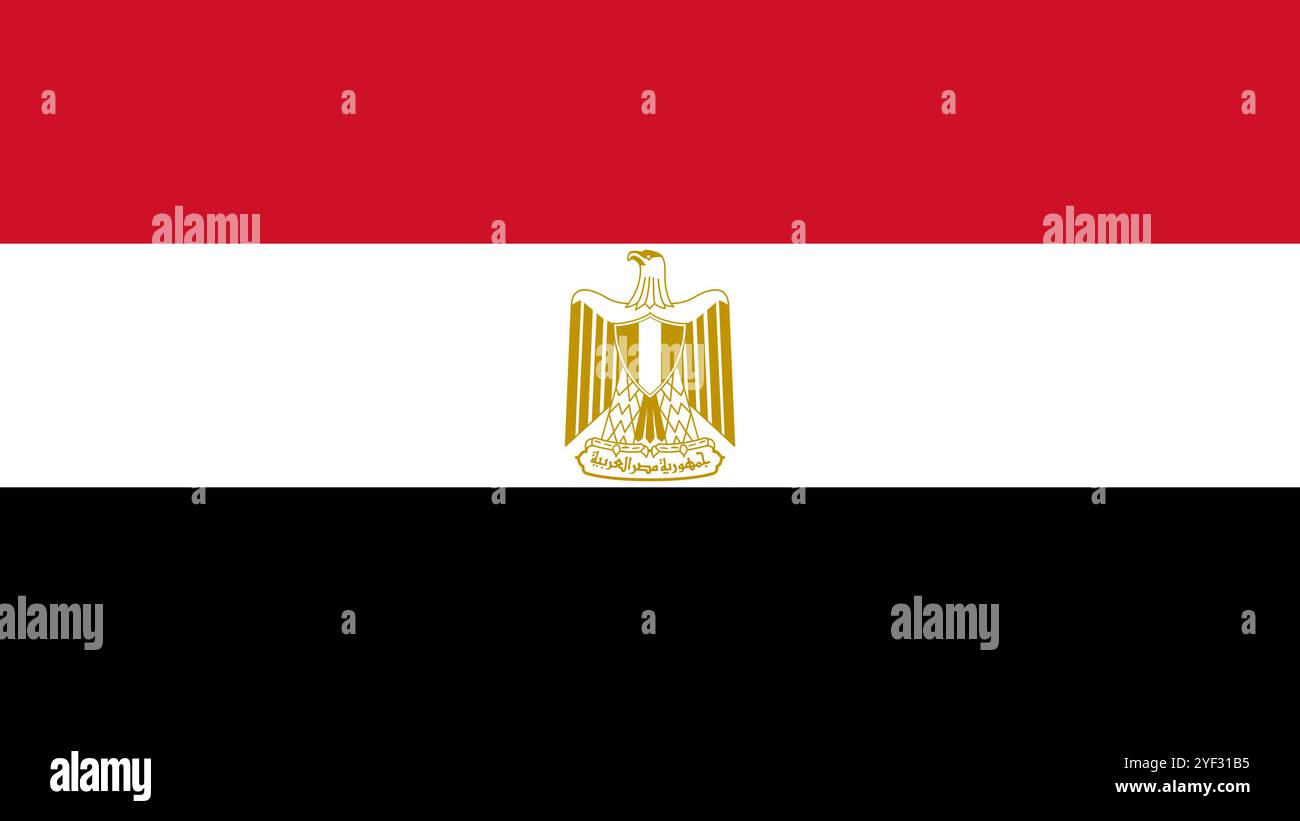 Flagge Ägyptens, 16:9-Format, Ägypten Flagge, Vektorbilder Stock Vektor