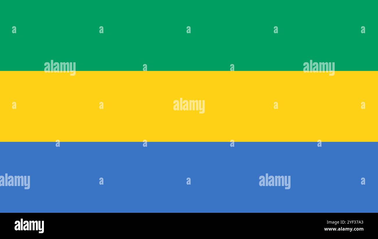 Flagge von Gabun, Format 16:9, Gabonische Flagge, Vektorbilder Stock Vektor