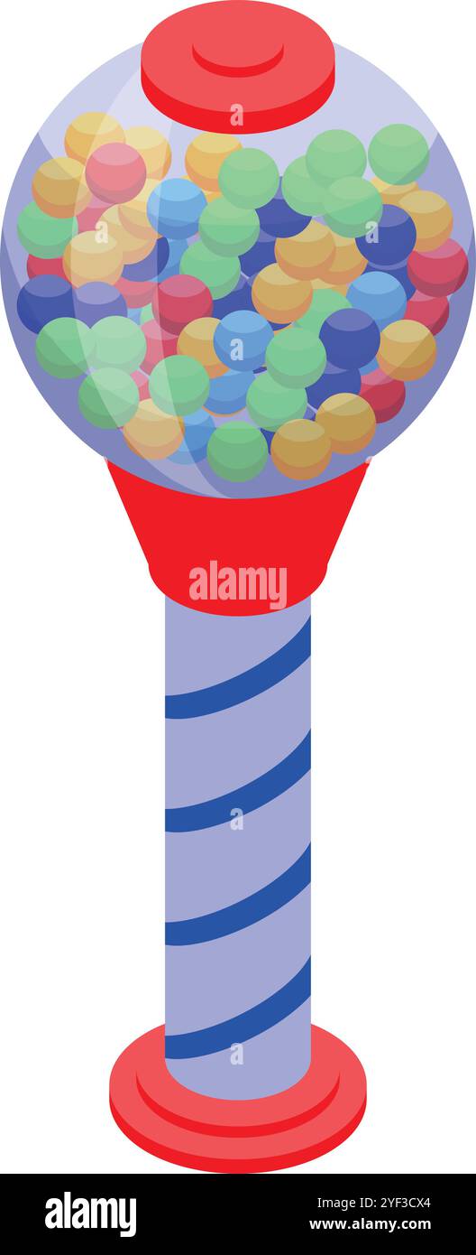 Klassischer Kaugummi-Automat für bunte Bonbons und Kaugummi, ein nostalgisches Erlebnis für Kinder und Erwachsene Stock Vektor