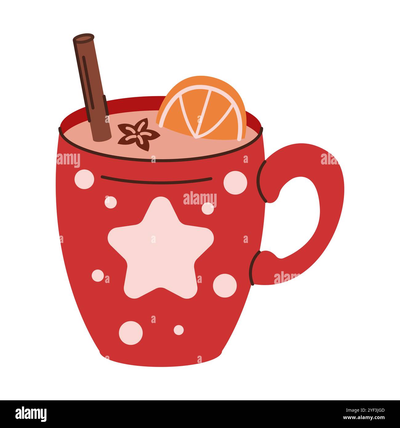 Hausgemachter Glühwein mit Becher flache Farbe Vektor Objekt Stock Vektor