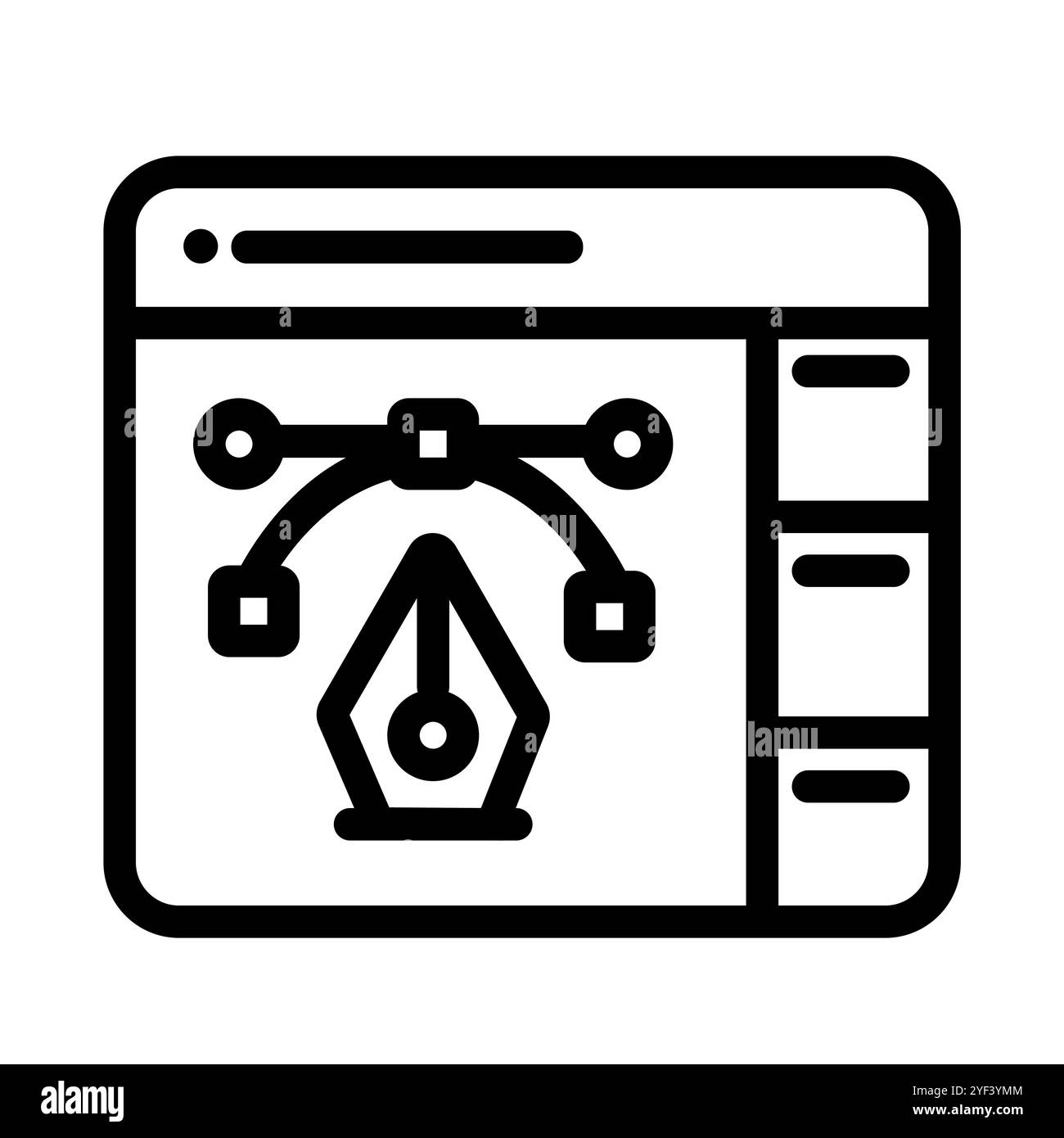 Grafikdesign-Software Symbol Linienkontur Symbol der Schnittstelle für skalierbare Vektorgrafik-Stift-Werkzeug gekrümmt Stock Vektor