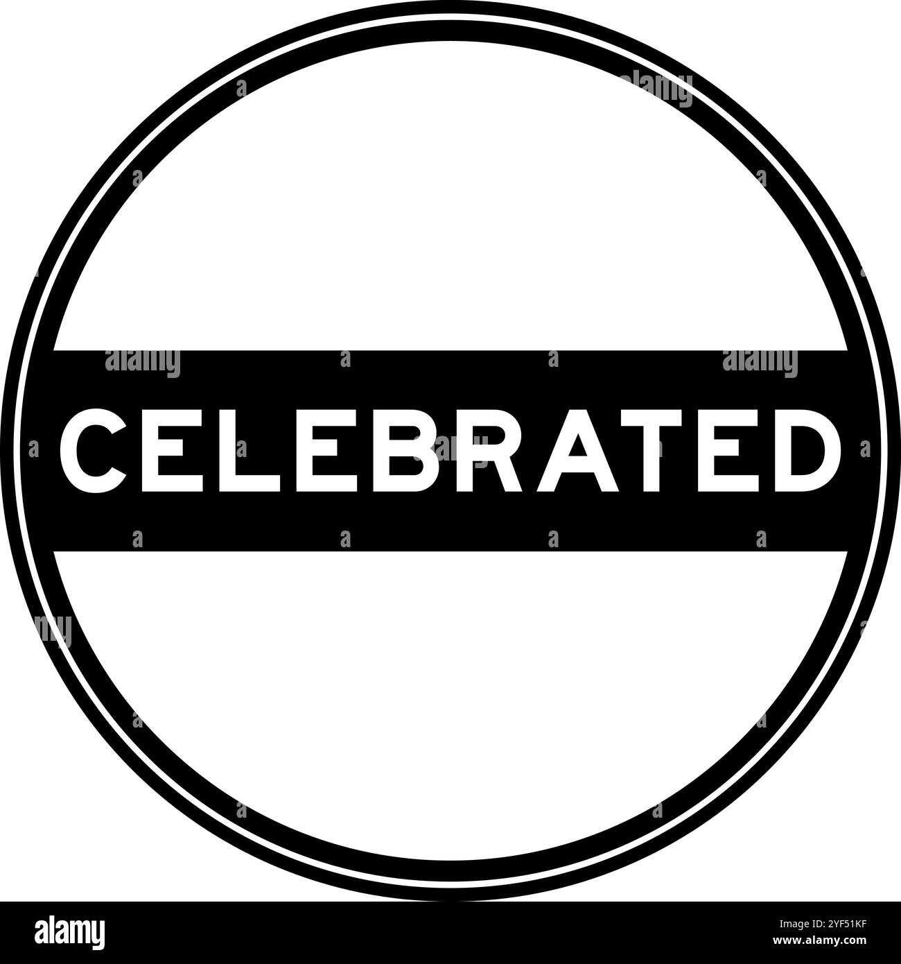 Schwarzer runder Siegelaufkleber im Wort auf weißem Hintergrund gefeiert Stock Vektor