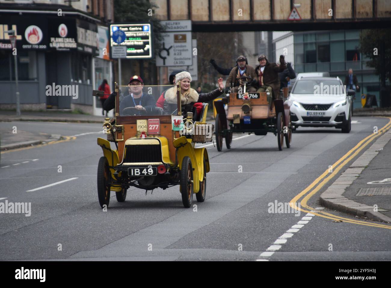 2024 London nach Brighton Veteran Car Run Stockfoto