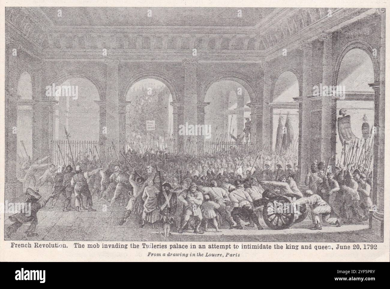 Französische Revolution – der Mob greift in den Palast der Tuilerien ein, um den König und die Königin einzuschüchtern, 20. Juni 1792. Stockfoto