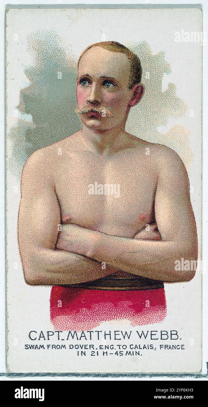 Kapitän Matthew Webb (1848–1883) englischer Schwimmer, erster Mensch, der ohne künstliche Hilfsmittel im Englischen Kanal schwimmt. Stockfoto