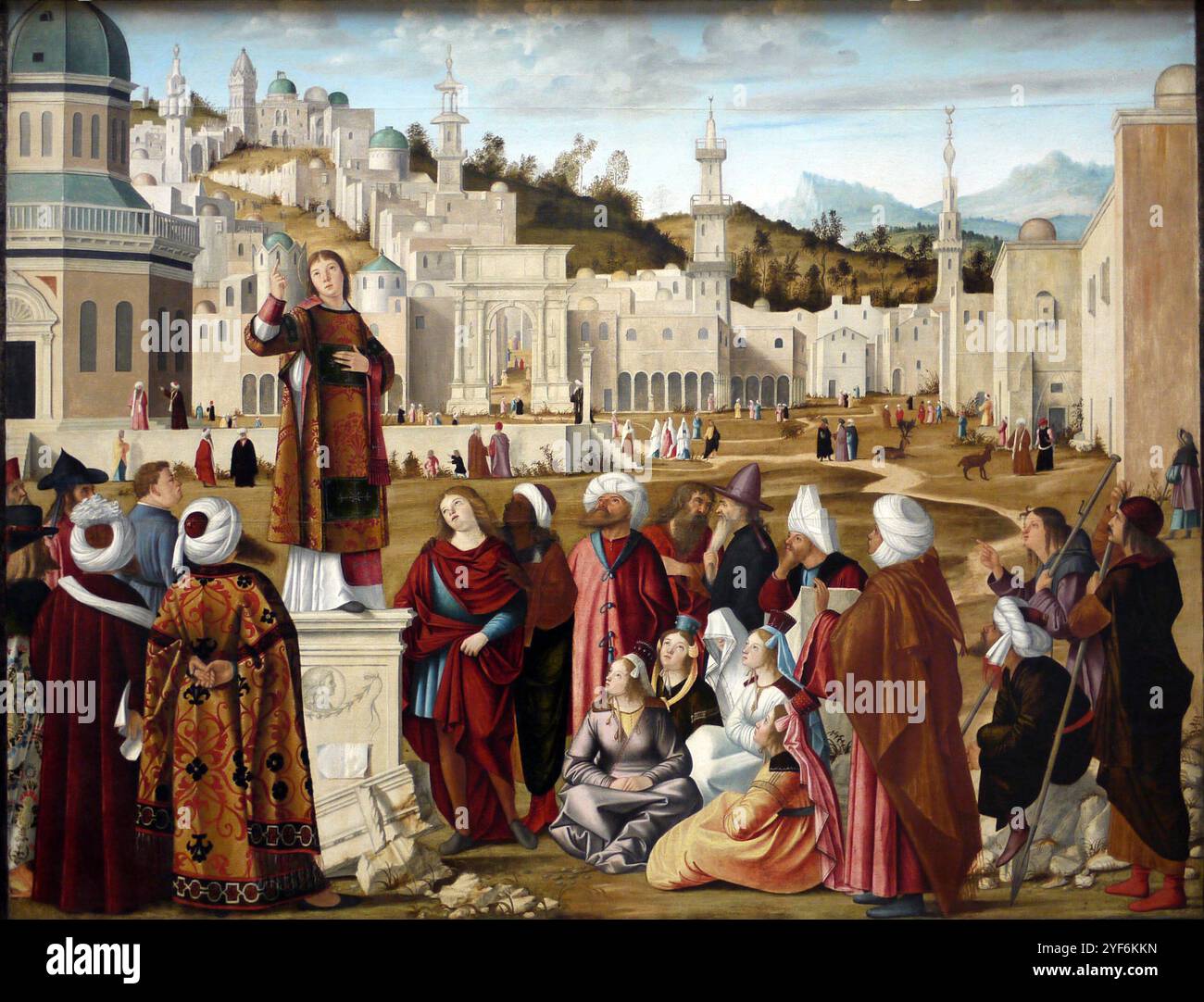 Die Stephanspredigt (1514), Gemälde von Vittore Carpaccio Stockfoto