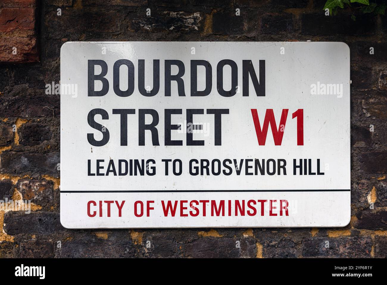 Straßenschild Buordon Street W1 City of Westminster Stockfoto