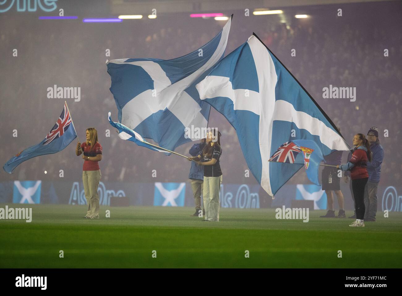 Edinburgh, Schottland, Vereinigtes Königreich, 2. November 2024 - Spiel der Flag Bearers, Schottland gegen Fidschi Autumn Nations Series Stockfoto