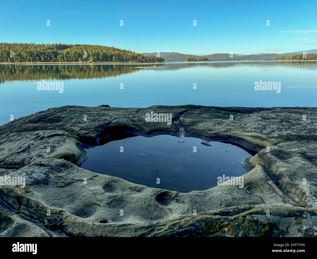 Rock Pool am Ufer von Galiano Island, Southern Gulf Islands, British Columbia, Kanada Stockfoto