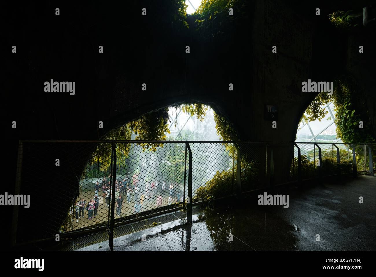 Singapur - 18. August 2024: Cloud Forest and Flower Dome Gewächshäuser in Gardens by the Bay Stockfoto