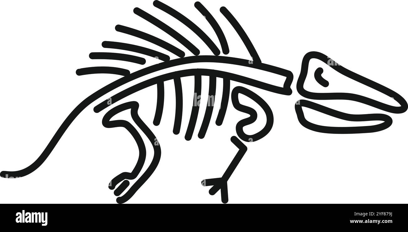 Dimetrodon-Skelett mit Wirbelsäule und Schädel, Paläontologie und prähistorischem Lebenskonzept Stock Vektor