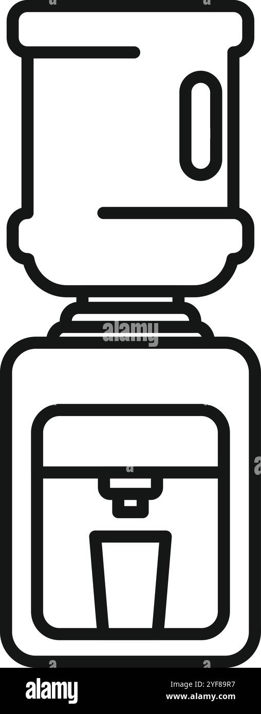 Wasserkühler, der Wasser in die Becherlinie gibt, Symbol für Trinkwasser Stock Vektor