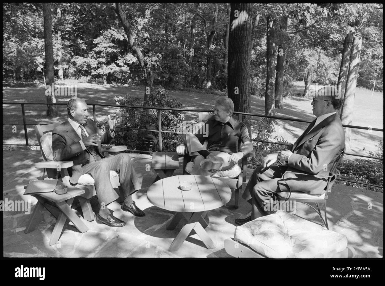 US-Präsident Jimmy Carter, Menahem Begin und Anwar Sadat - das Camp David Accords Stockfoto