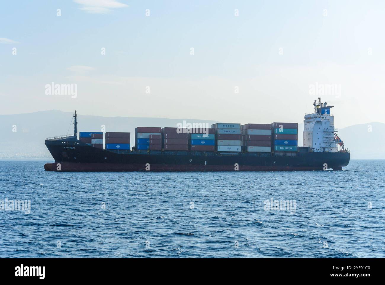 piräus, griechenland, 30. oktober 2024, Containerschiff mayfield im Hafen *** piräus, griechenland, 30. oktober 2024, Containerschiff mayfield im hafen Copyright: xx Stockfoto