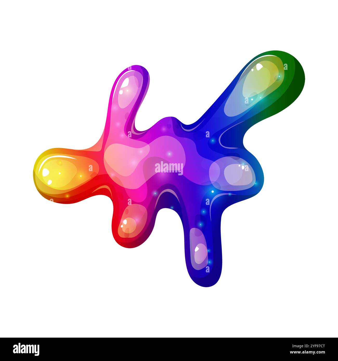 Tropfender Regenbogenschleim mit leuchtenden Farben. Rainbow Splash Kollektion auf transparentem Hintergrund. Ideal, um verspielt und giftig zu sein Stock Vektor