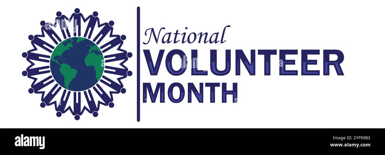 Nationaler Freiwilligenmonat. Geeignet für Grußkarten, Poster und Banner. Moderne Illustration Stock Vektor