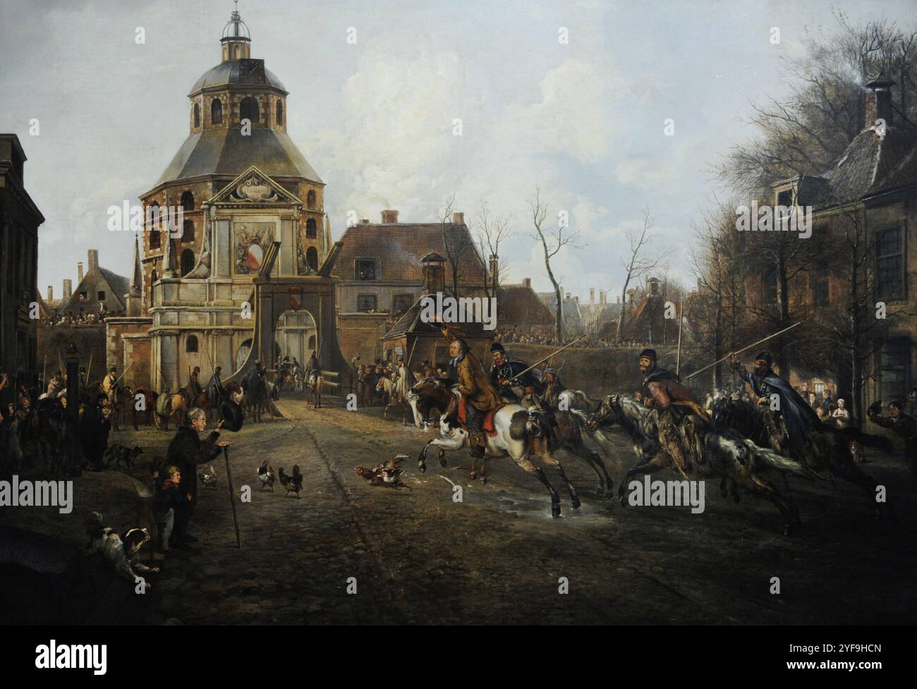 Pieter van OS (Pieter Gerardus van OS) (1776-1839). Niederländischer Maler und Stecher. Die Ankunft der Kosaken in Utrecht 1813. Öl auf Leinwand, 1816. Centraal Museum. Utrecht, Niederlande. Stockfoto