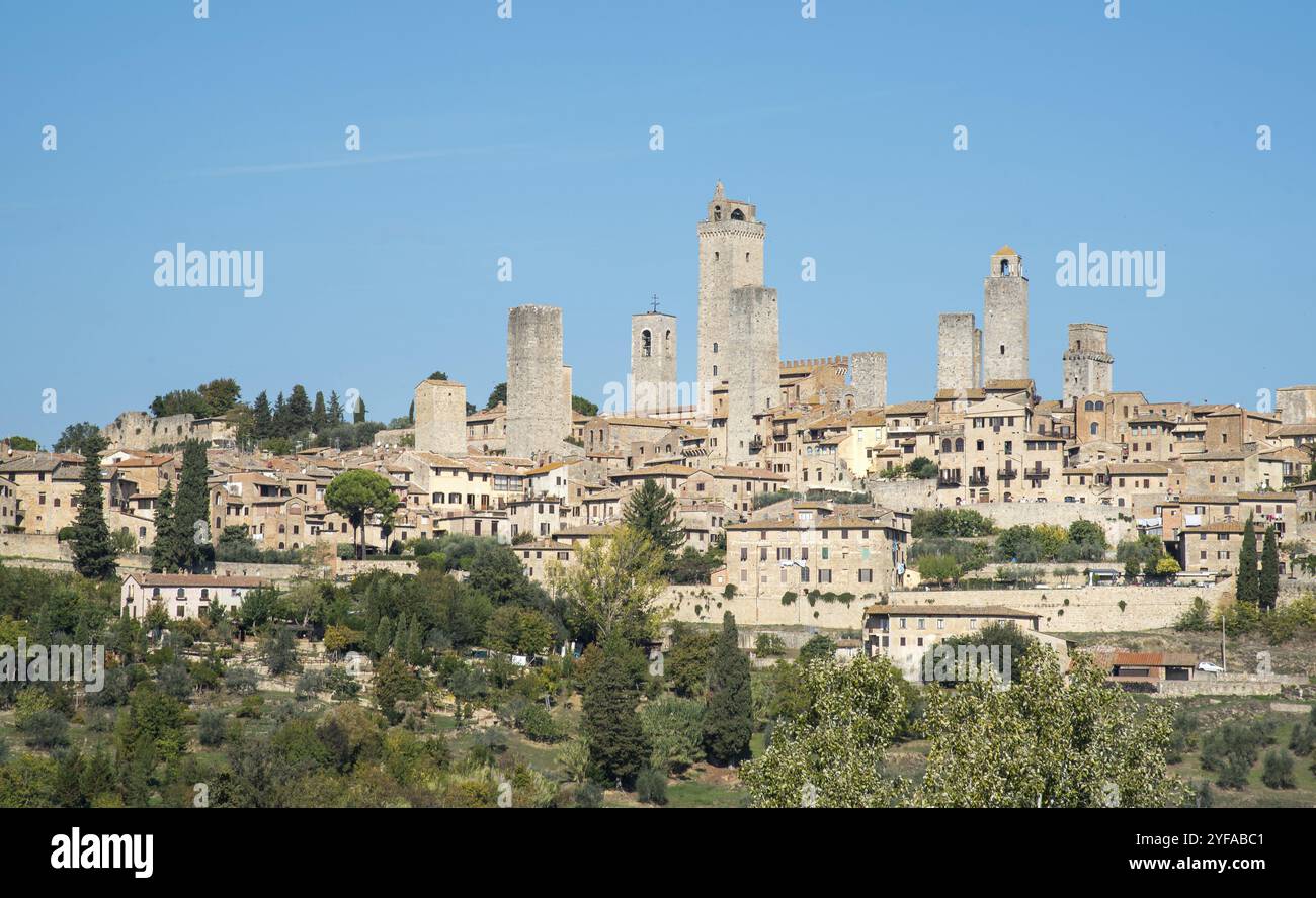 Historische malerische Stadt San Gimignano, die Stadt der schönen Türme, in der Provinz Sienna in der Toskana, Italien, Europa Stockfoto