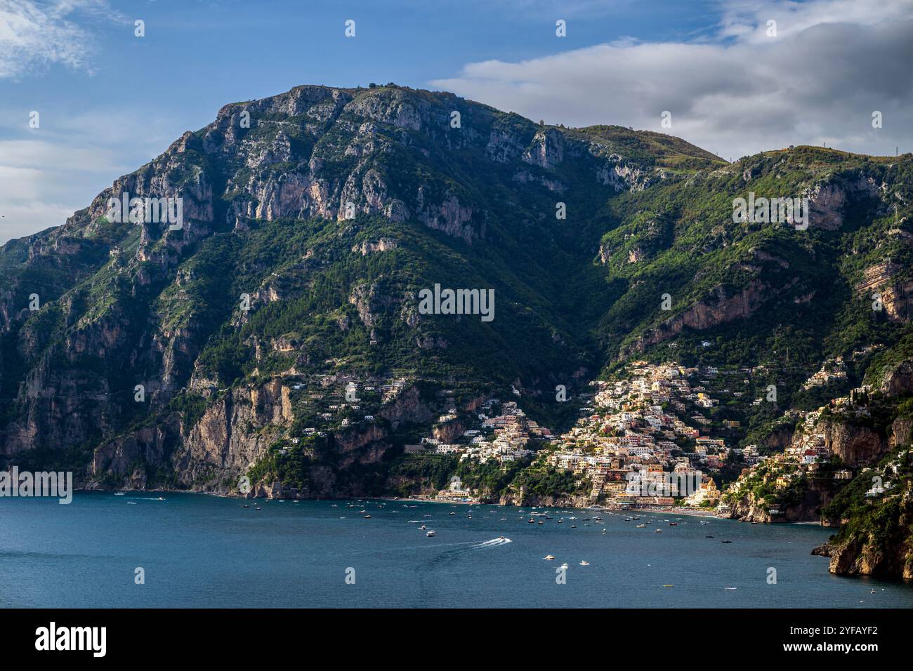 Malerischer Blick auf Positano, Amalfiküste, Kampanien, Italien Stockfoto