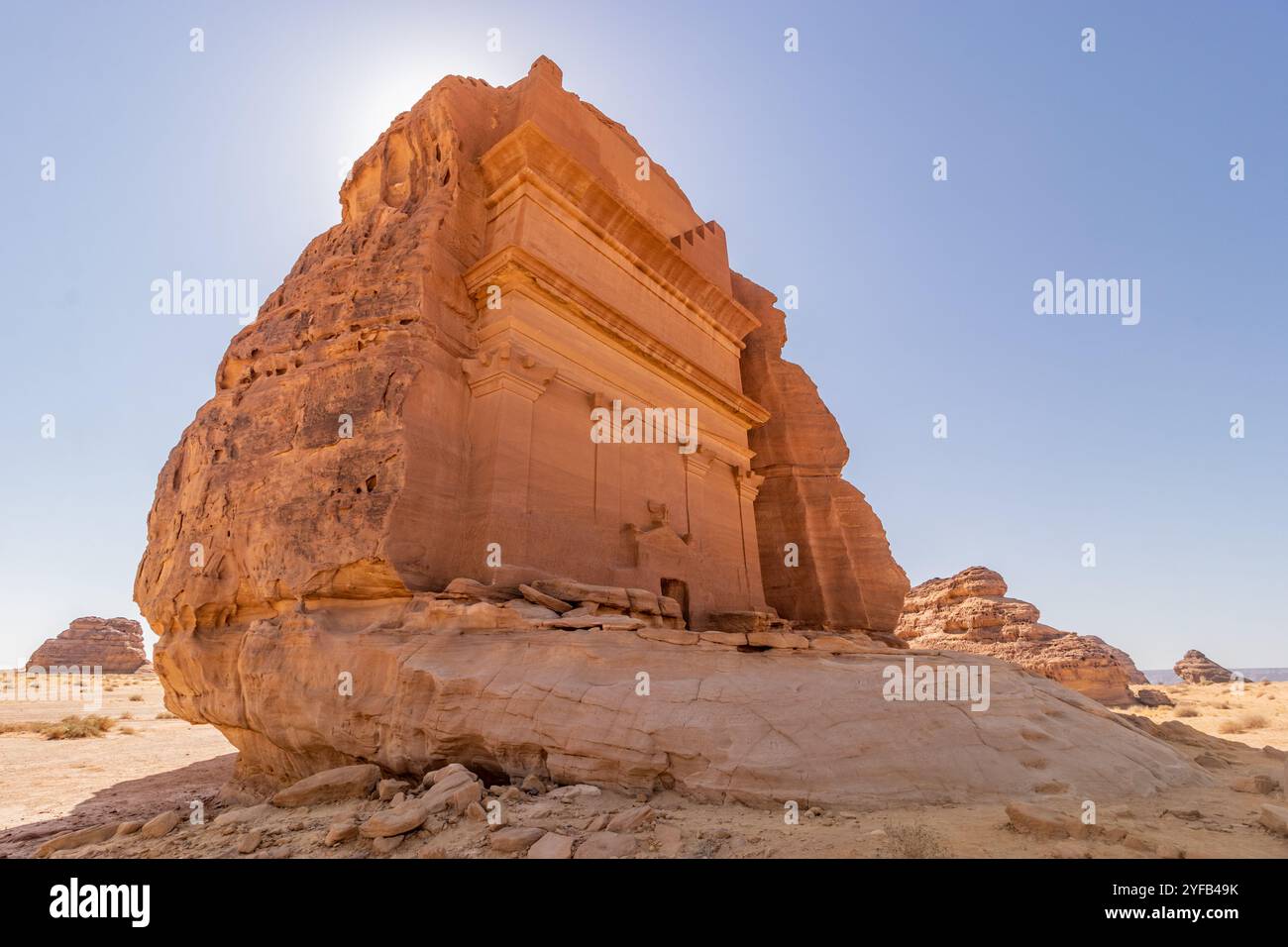 Qasr al Farid (einsame Burg) Grab in Hegra (Mada'in Salih) in der Nähe von Al Ula, Saudi-Arabien Stockfoto