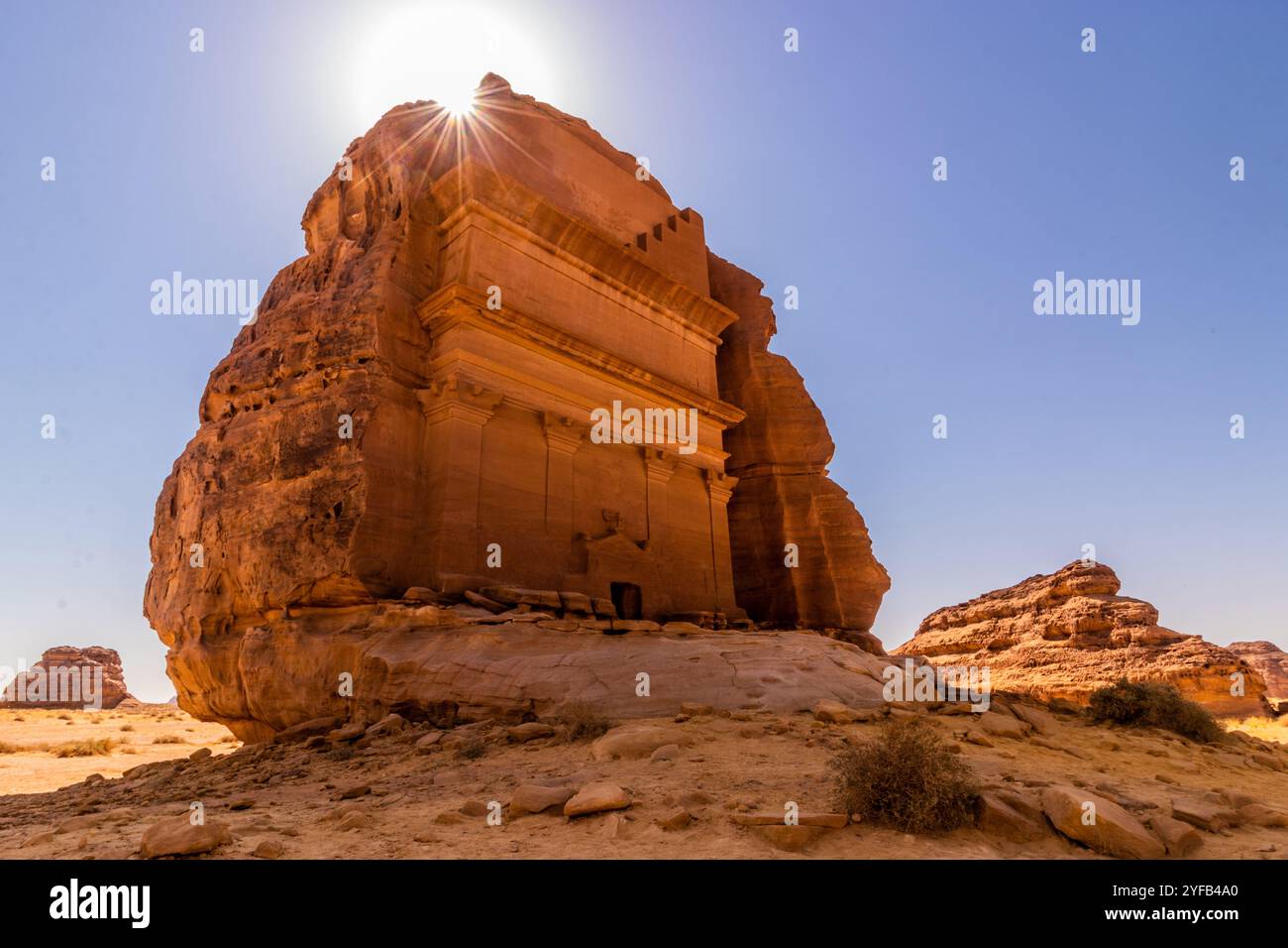 Qasr al-Farid Grab in Mada'in Salih archäologische Stätte, Saudi-Arabia⁠ Stockfoto