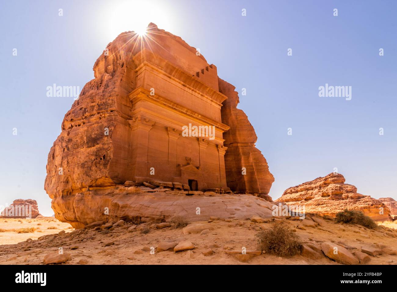 Qasr al Farid (einsame Burg) Grab in Hegra (Mada'in Salih) in der Nähe von Al Ula, Saudi-Arabien Stockfoto