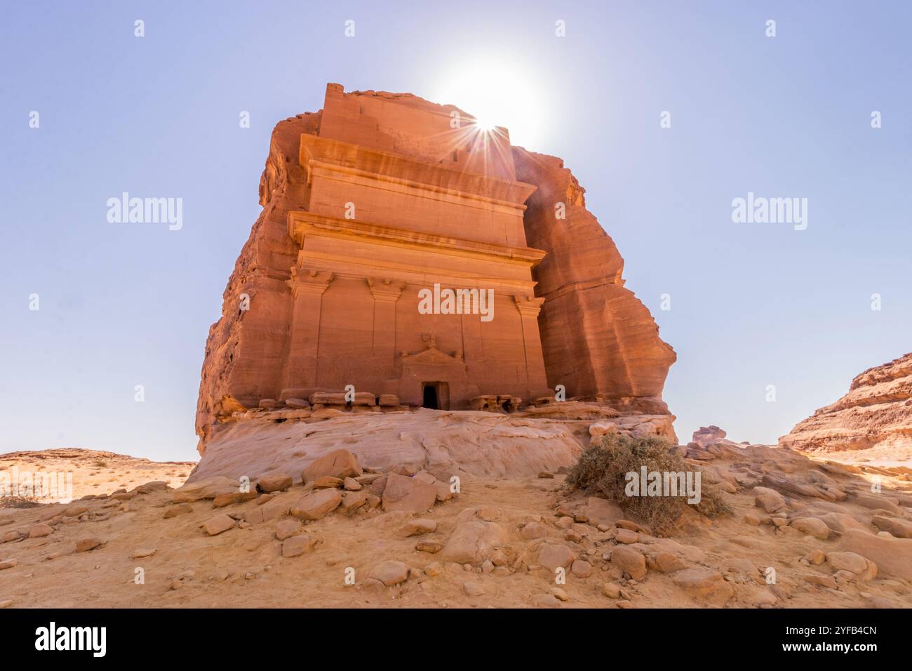 Qasr al Farid (einsame Burg) Grab in Hegra (Mada'in Salih) in der Nähe von Al Ula, Saudi-Arabien Stockfoto