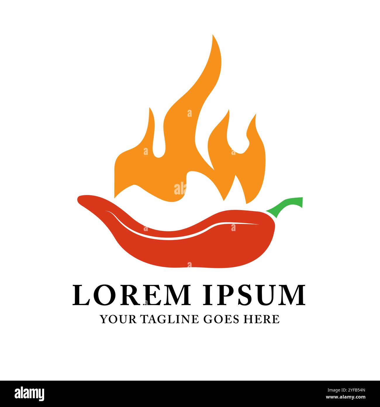 Heißer Chili Pfeffer Vektor-Logo mit Feuer würzigem Essen Design für Sauce und Gewürz Marke Illustration Design Stock Vektor