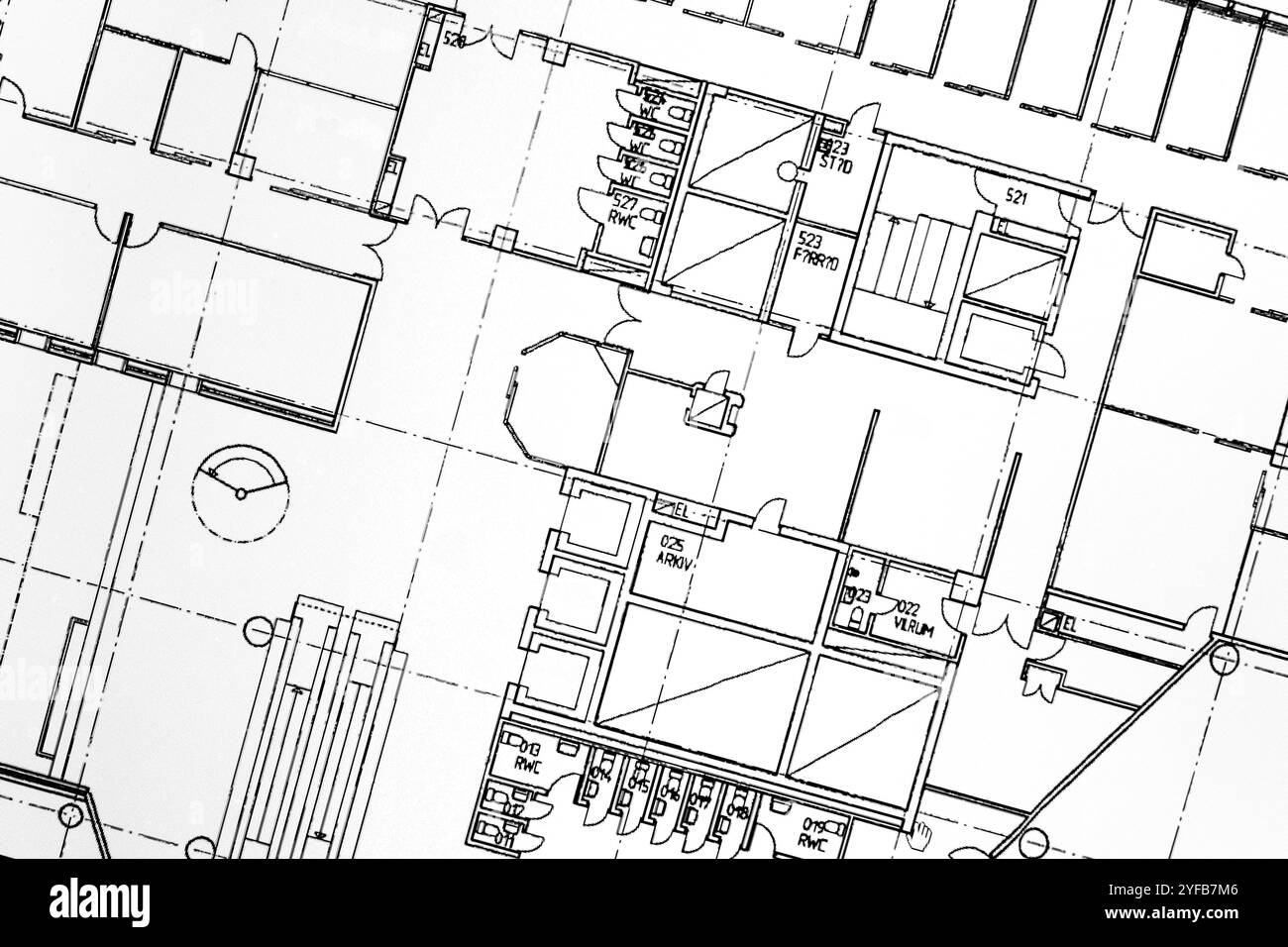 Architektonischer Hintergrund. Teil des Architekturprojekts, Architekturplan eines Büros Stockfoto