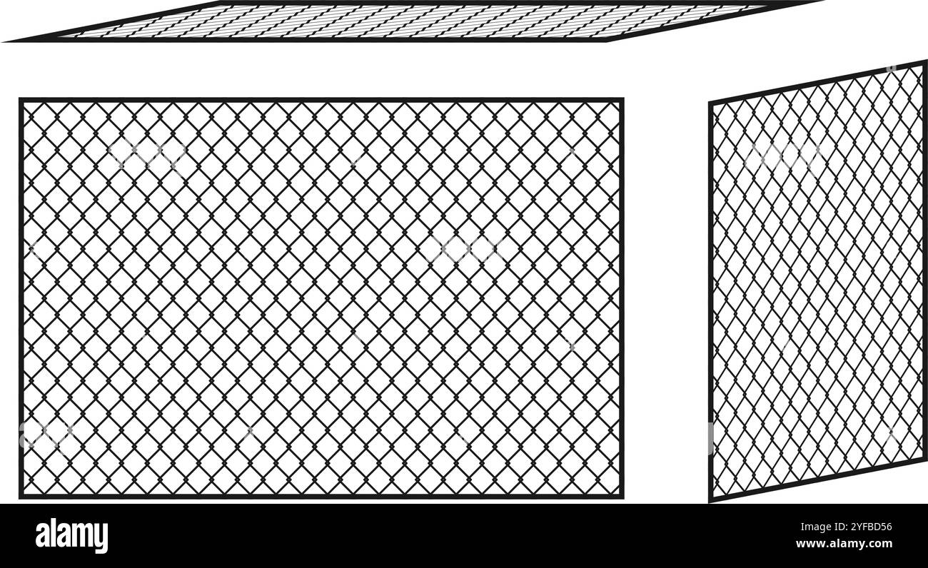 Metallzaun verbundene Kette Set Vektor Illustration isoliert auf weißem Hintergrund. Stock Vektor