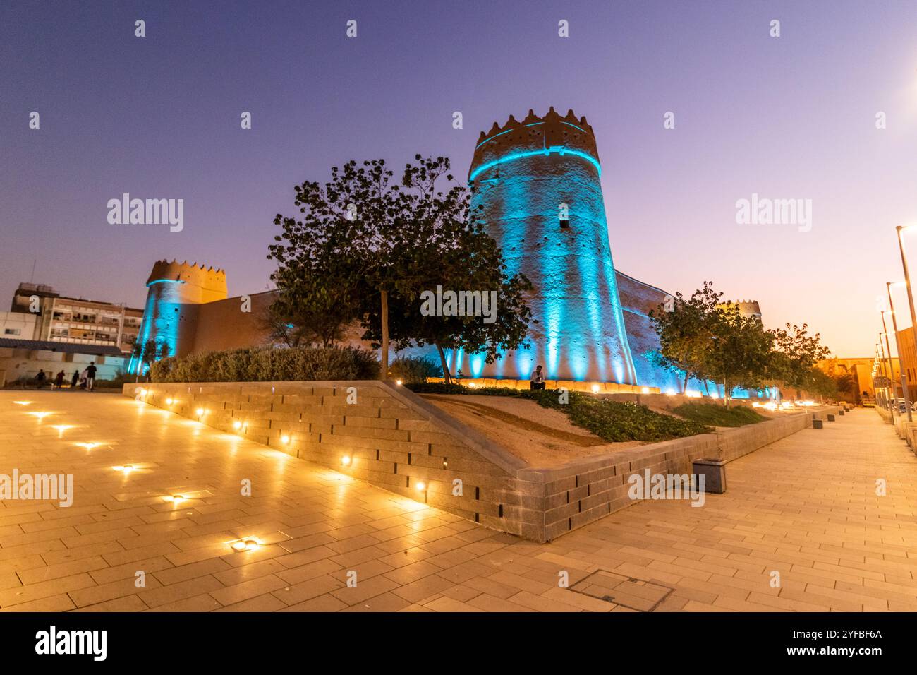 Abendblick auf Masmak Fort in Riad, Saudi-Arabien Stockfoto