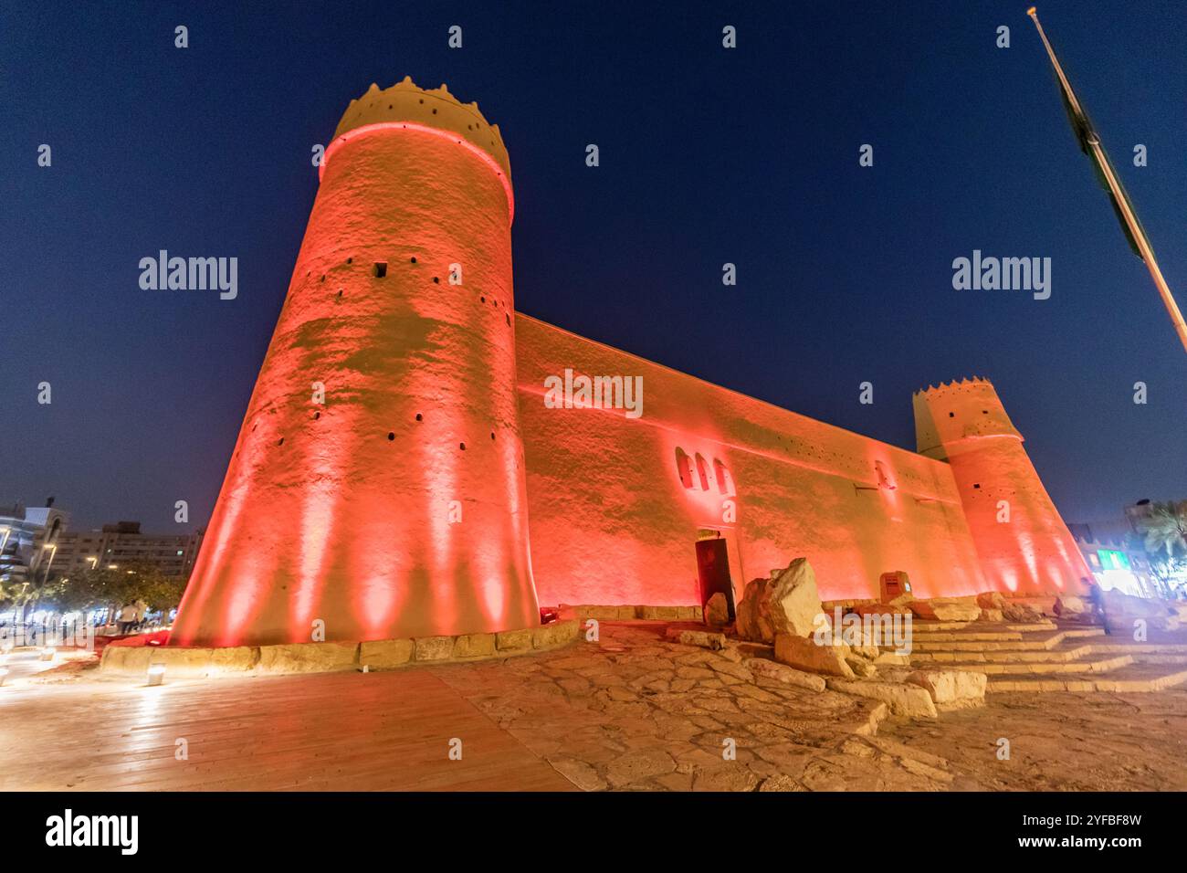Abendblick auf Masmak Fort in Riad, Saudi-Arabien Stockfoto