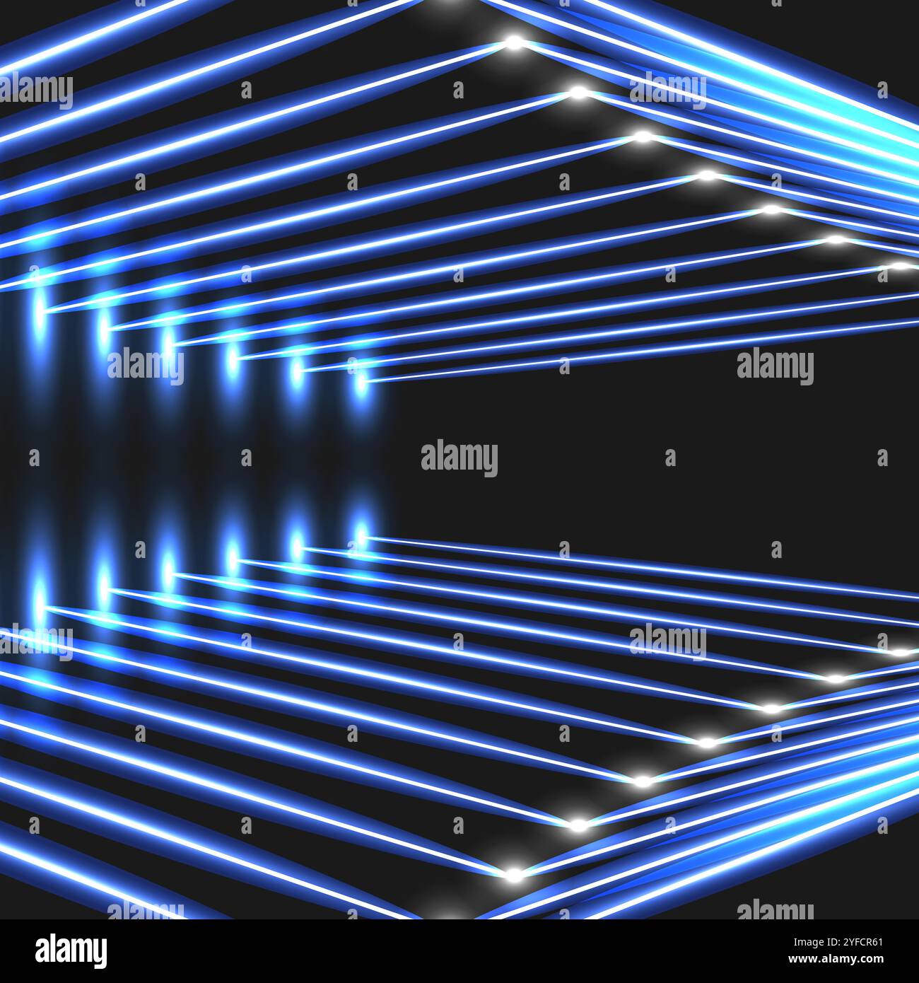 Abstrakter blauer Hintergrund mit Sechsecken und Drähte Stock Vektor