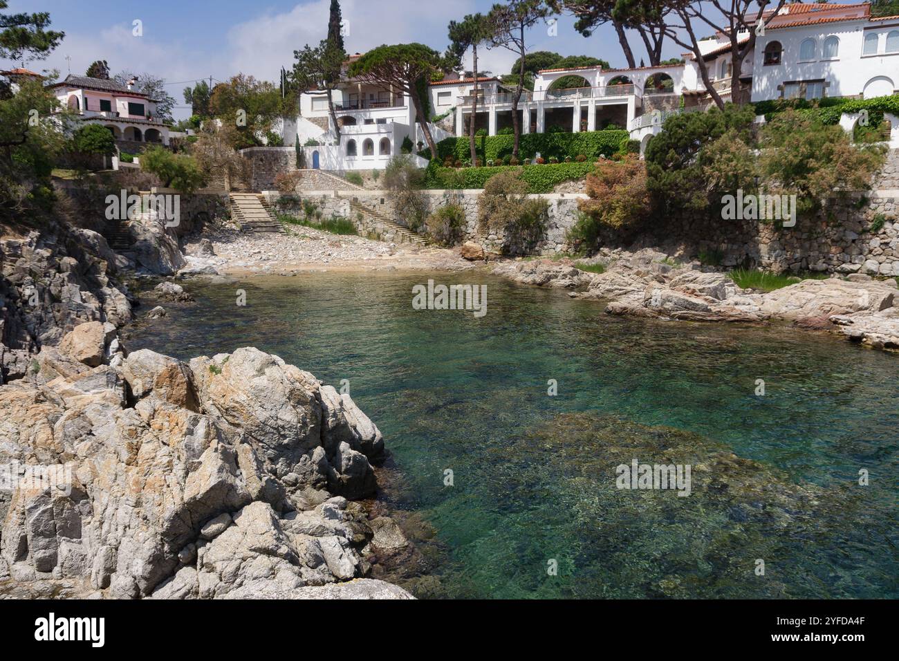 Cala Pedrosa, S'Agaro, Castell-Platja d'Aro. Stockfoto