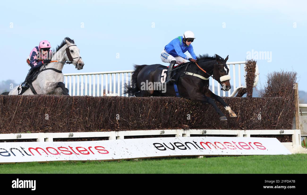 Plumpton, Großbritannien. November 2024. Brendan Powell reitet Whydah Gally während der Littlehampton Welding Ltd Handicap Chase auf der Plumpton Racecourse. Quelle: James Boardman/Alamy Live News Stockfoto