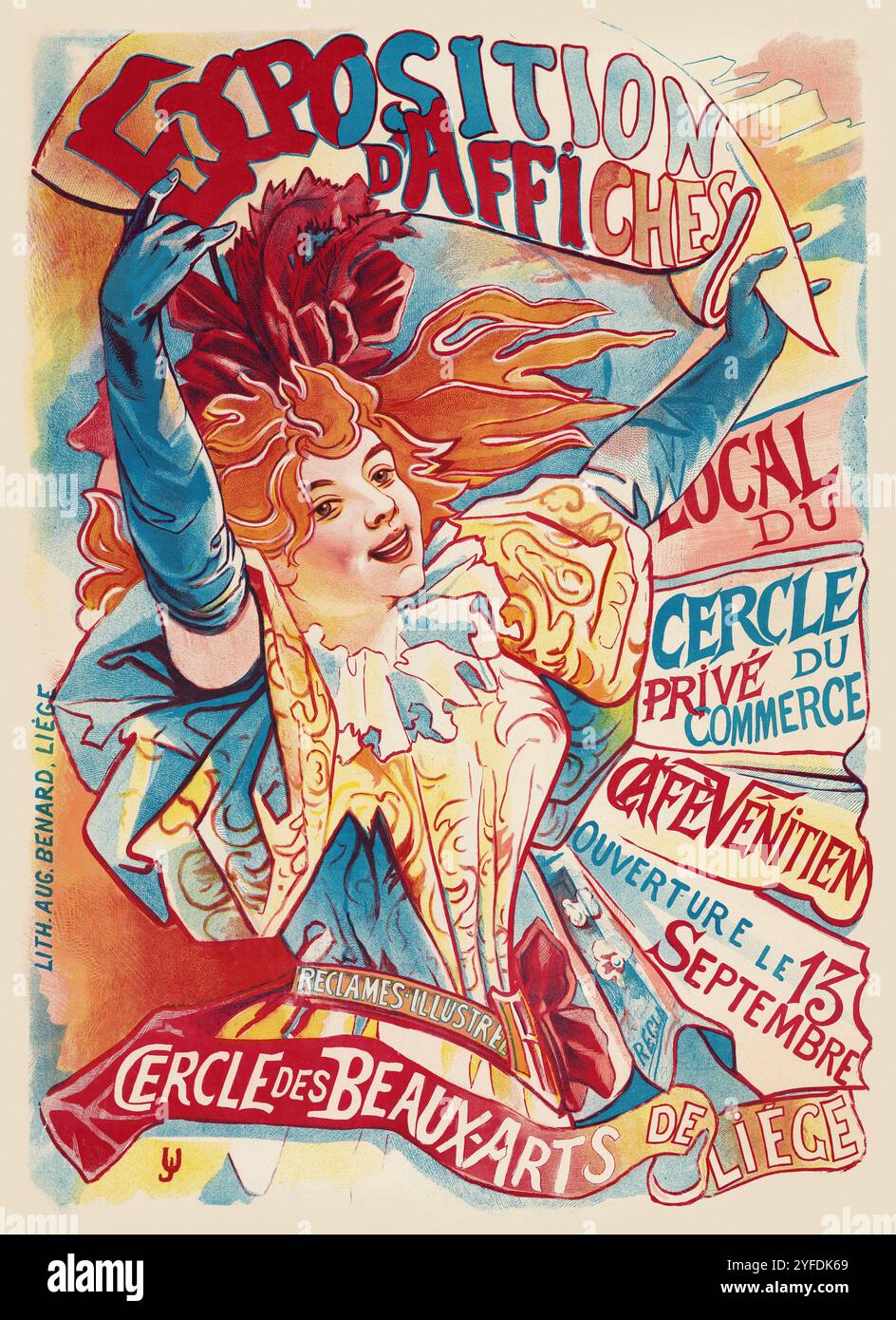 Cercle des Beaux-Arts de Lüttich. Künstler unbekannt. Poster, veröffentlicht 1895 in Belgien. Stockfoto