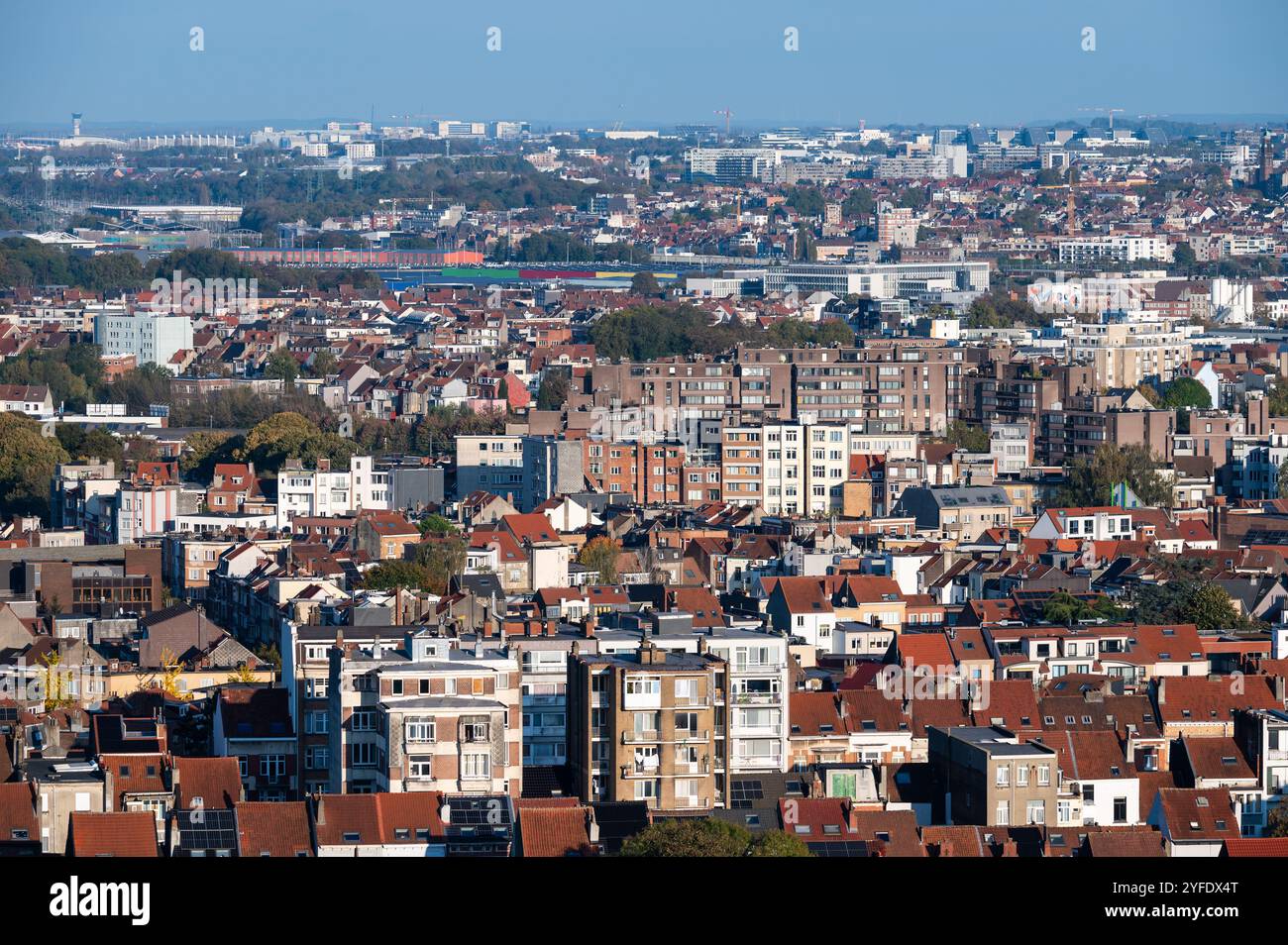 Hochwinkelpanorama über die Gemeinde Laeken, Region Brüssel-Hauptstadt, Belgien, 24. Oktober 2024 Stockfoto