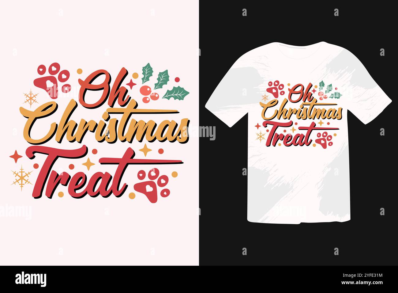 Weihnachtsmotiv mit rosafarbenem Hund Stock Vektor