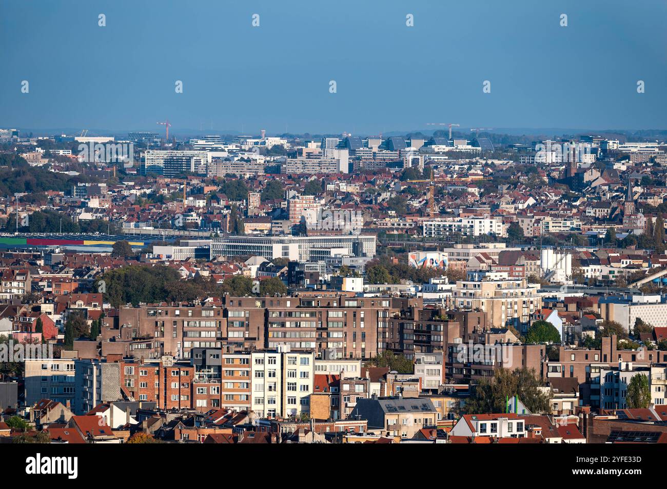 Hochwinkelpanorama über die Gemeinde Laeken, Region Brüssel-Hauptstadt, Belgien, 24. Oktober 2024 Stockfoto