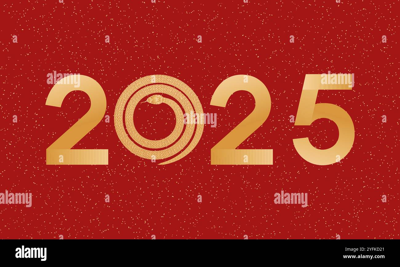 2025 Chinesisches Jahr der Schlange Rotes Cover Stock Vektor