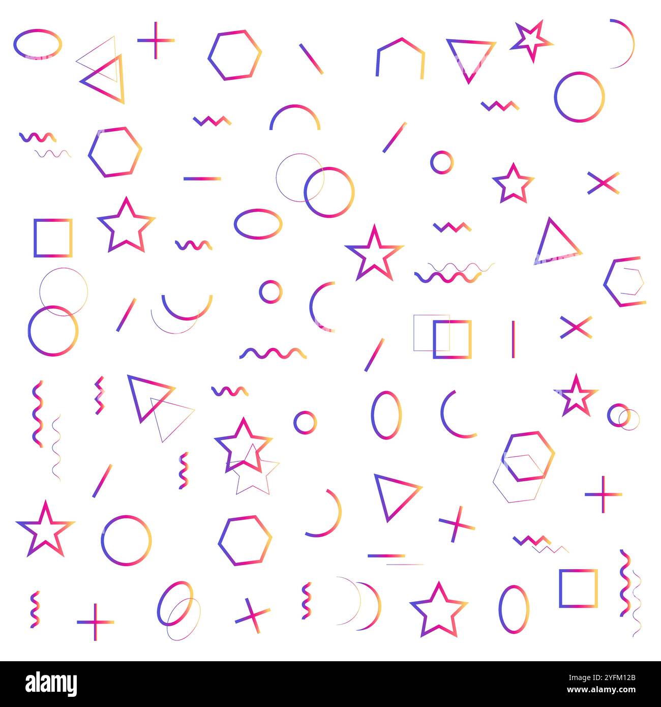 Buntes geometrisches Formmuster auf weißem Hintergrund. Stock Vektor