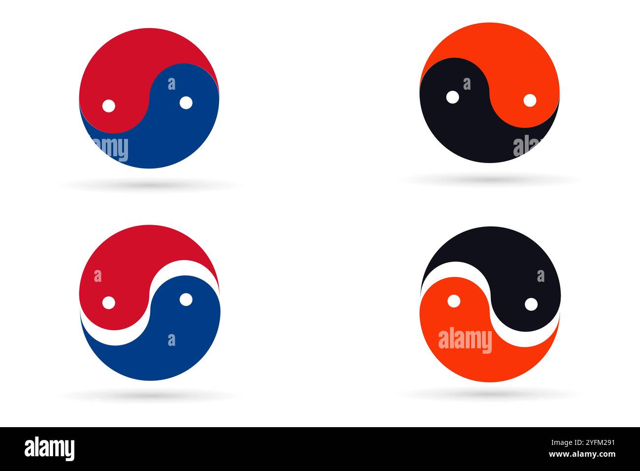 Modernes Buntes Yin Yang Symbol Vektor-Symbol Set. Stock Vektor