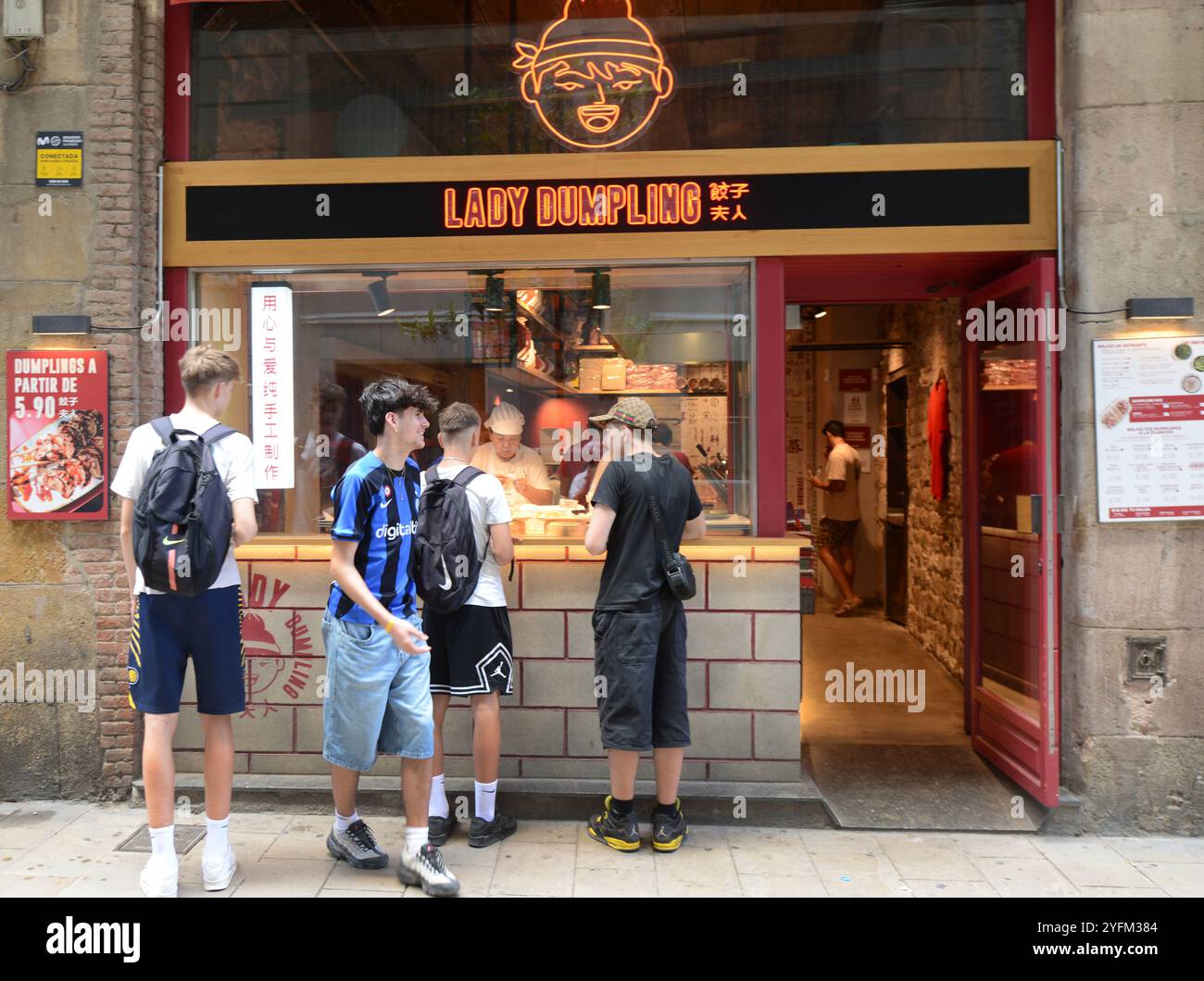 Lady Dumpling Restaurant in Barcelona, Spanien. Stockfoto