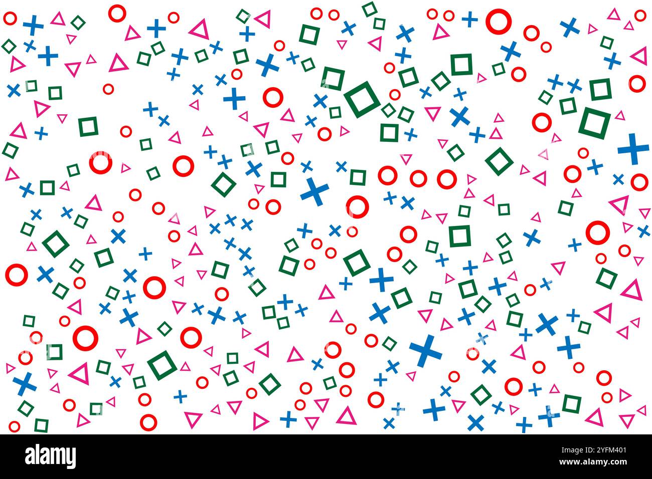 Buntes geometrisches Formmuster auf weißem Hintergrund. Stock Vektor