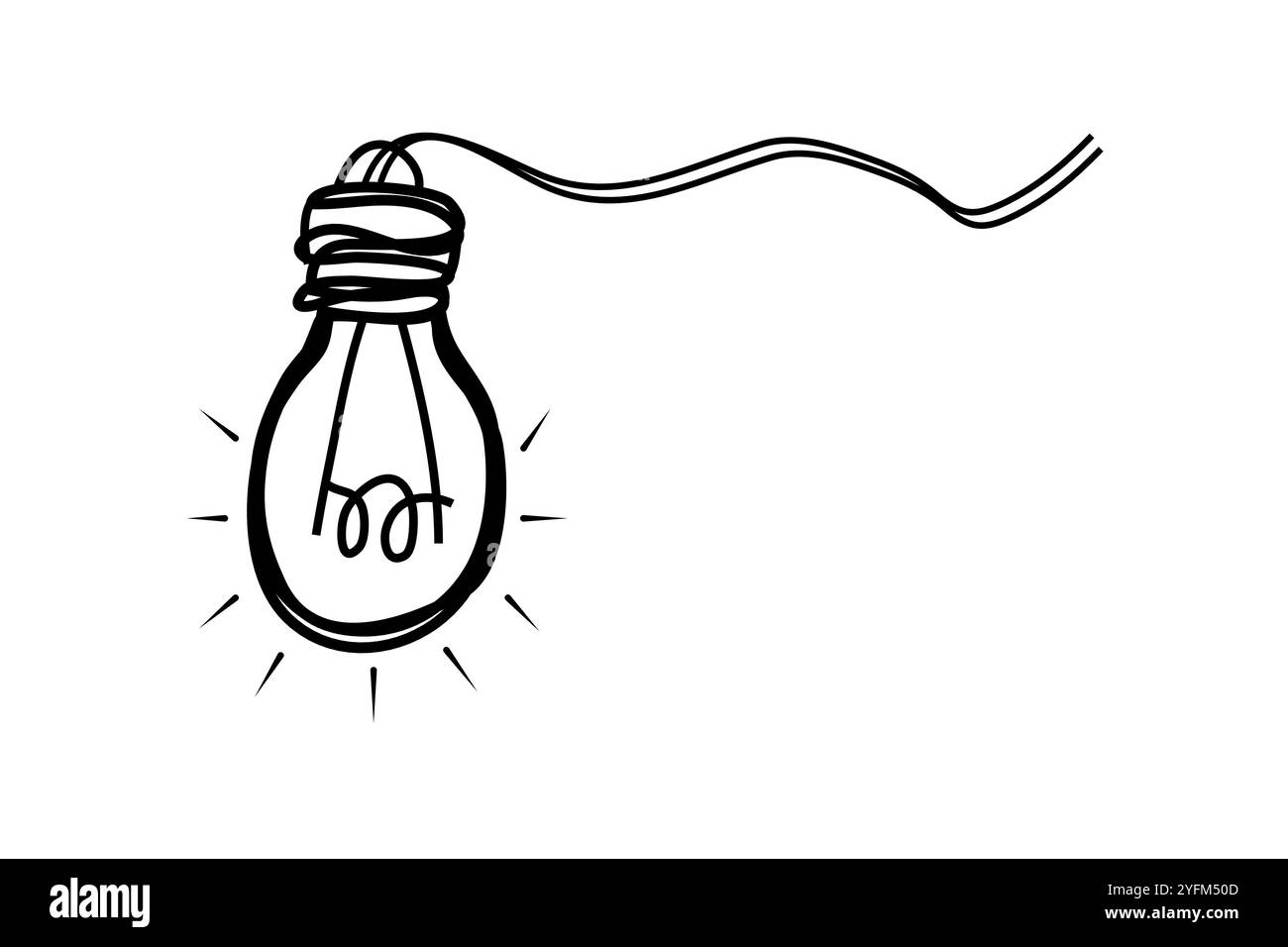 Einfache Illustration einer Glühbirnenidee unter verworrenen Gedanken. Stock Vektor
