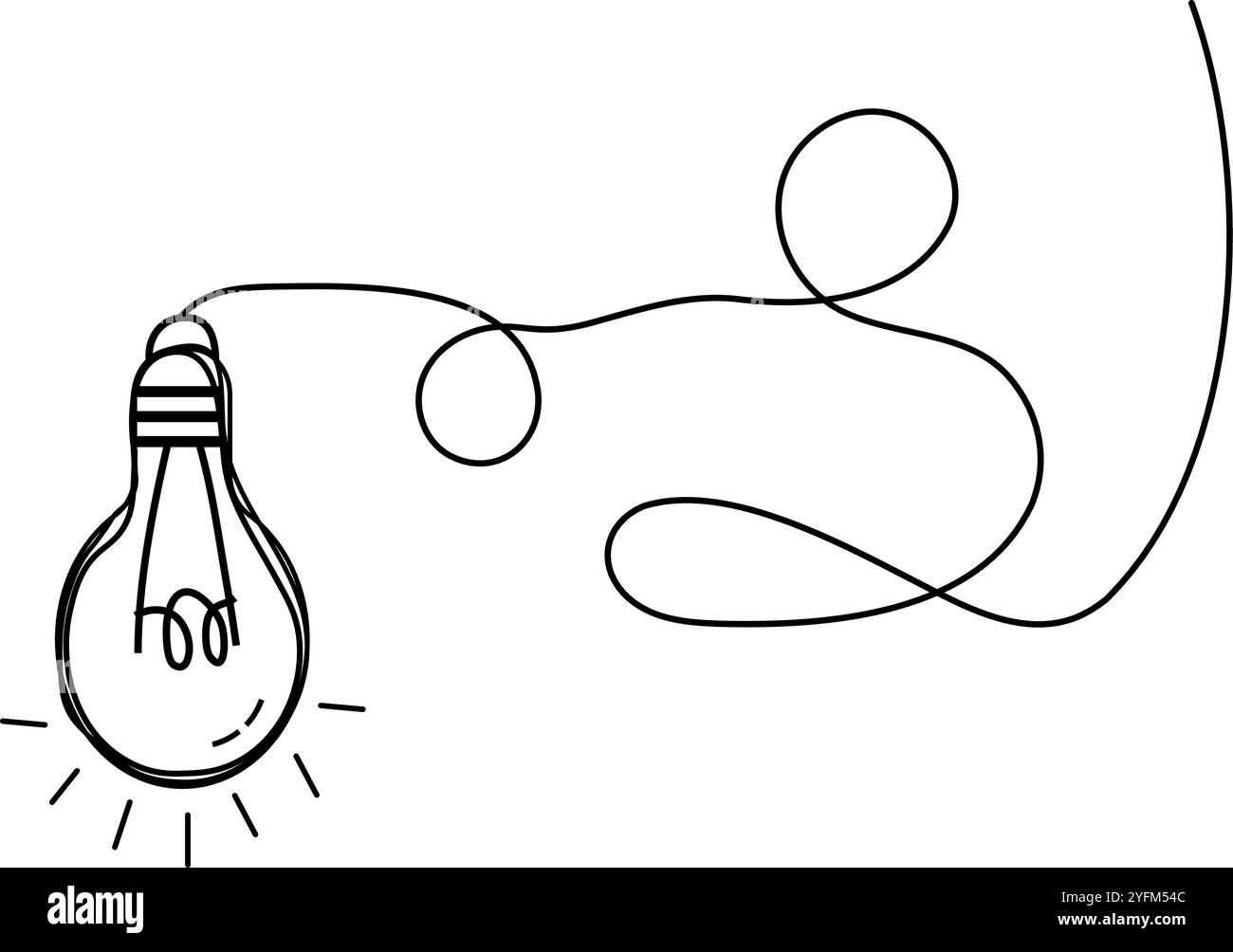 Einfache Illustration einer Glühbirnenidee unter verworrenen Gedanken. Stock Vektor