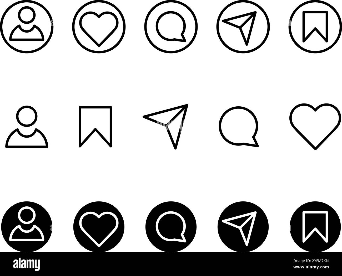 Sammlung von Social-Media-Symbolen im Vektorformat. Stock Vektor